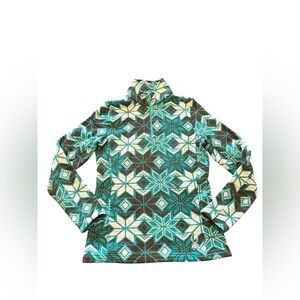 Spyder Teal and Cream Knit 1/4 Zip Sz 10